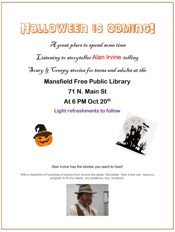 halloween is coming to mansfield library